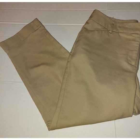 Women's Chico’s Size 0 So Slimming Tan Khakis Crop Pants Stretch - Picture 1 of 5